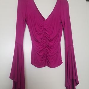 Long sleeve flutter sleeve top